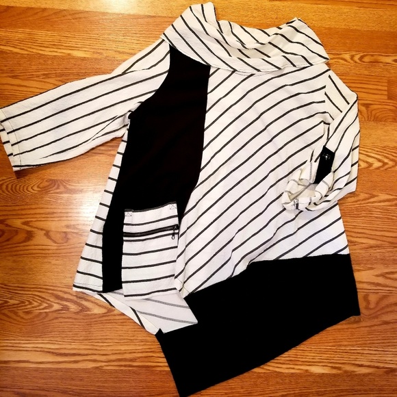 ali miles Tops - ALI MILES TUNIC TOP BLACK WHITE SZ 1X